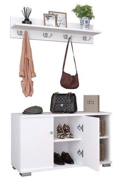 2-tlg. Holz Sitzbank Schuhschrank Schuhregal Garderobe Dielenmöbel Gados L 2-tlg. Holz Sitzbank Schuhschrank Schuhregal Garderobe Dielenmöbel Gados L