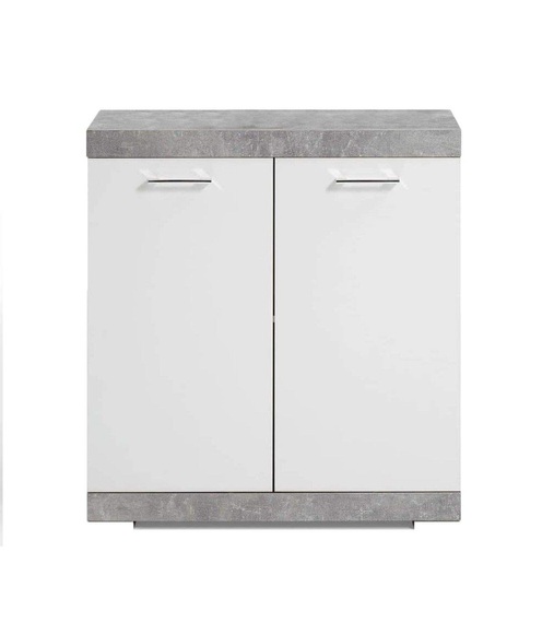 FMD Kommode mit 2 Türen 80×34,9×89,9 cm Weiß und Betongrau