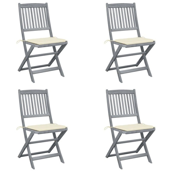 vidaXL Klappbare Gartenstühle 4 Stk. mit Kissen Massivholz Akazie