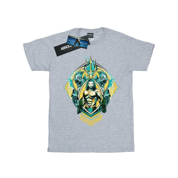 Aquaman The Trench Crest Tshirt Herren Grau M