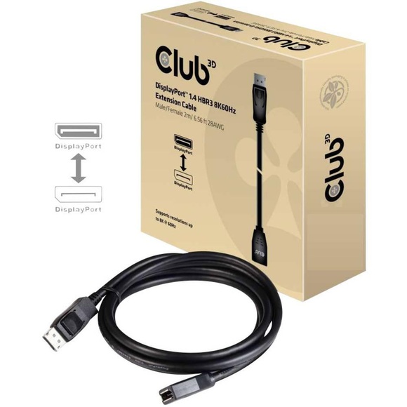 CLUB3D DisplayPort 1.4 HBR3-Verlängerungskabel 8K60Hz MW 2m6.56ft