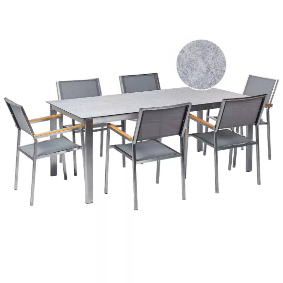 Gartentisch Set aus Sicherheitsglas Modern COSOLETOGROSSETO Gartentisch Set aus Sicherheitsglas Modern COSOLETOGROSSETO