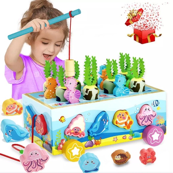 Activity-board - Kinderspielzeug Holzspielzeug Lernspielzeug Motorisches Spielzeug Magnetisches Angelspiel, One Size, Multicolor