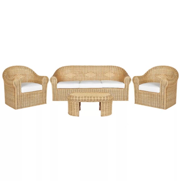 Lounge Set mit Tisch aus Rattan Boho LIVADEIA Lounge Set mit Tisch aus Rattan Boho LIVADEIA