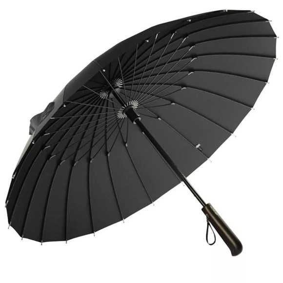 Regenschirm mit Holzgriff - Schwarz Regenschirm mit Holzgriff - Schwarz