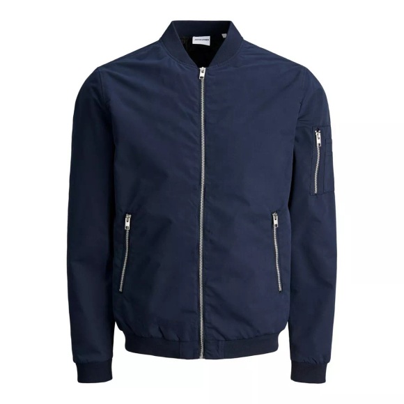 Jack & Jones Essentials zip through bomber jacket in navy