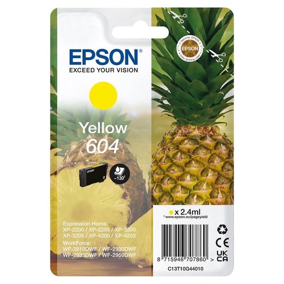 Epson Tintenpatrone, gelb, 604, T10G44010, (130 Seiten)