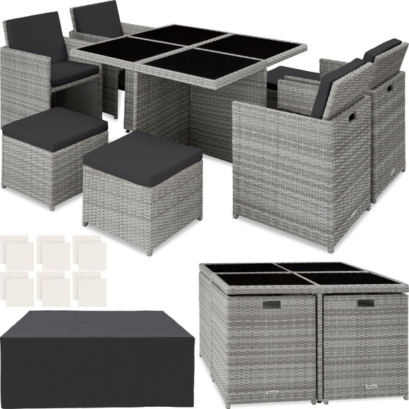 Aluminium Rattan Sitzgruppe Manhattan 4+4+1 mit Schutzhülle Aluminium Rattan Sitzgruppe Manhattan 4+4+1 mit Schutzhülle
