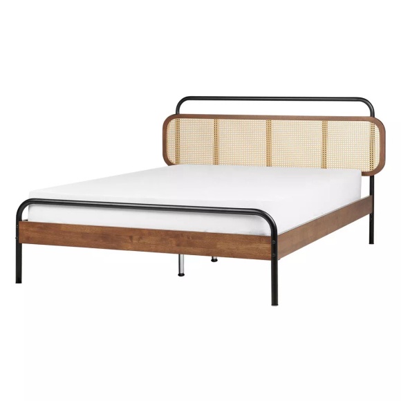 Bett mit Lattenrost aus Gummibaumholz Retro BOUSSICOURT Bett mit Lattenrost aus Gummibaumholz Retro BOUSSICOURT