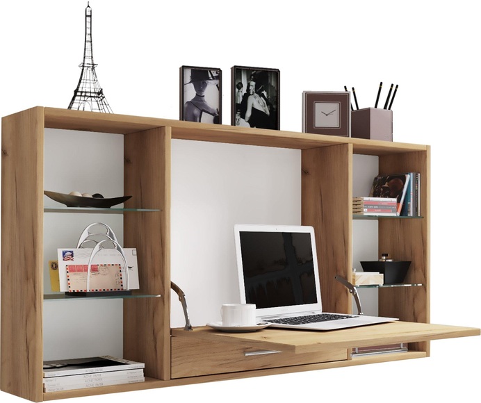 MID.YOU Laptoptisch in eichefarben, honig , Teala , Holzwerkstoff , 1 Schubladen , 115x60x20 cm , melaminharzbeschichtet,Nachbildung , klappbar , 000657019002