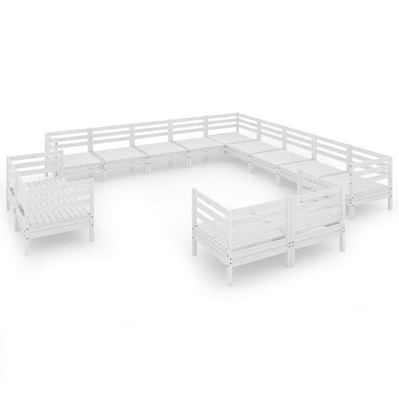 vidaXL 13-tlg. Garten-Lounge-Set Massivholz Kiefer Weiß