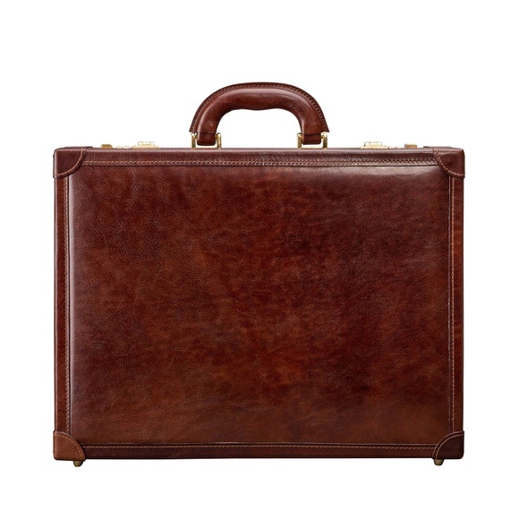 Maxwell Scott Scanno - Leder-Aktenkoffer in Cognac-Braun