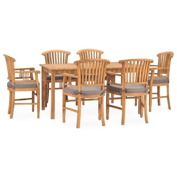 vidaXL 7-tlg. Garten-Essgruppe mit Kissen Massivholz Teak
