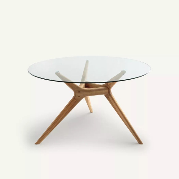 Runder Esstisch Maricielo, Glas/Eiche