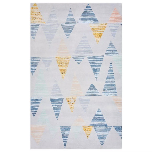 Beliani Teppich grau-gelb Dreieck-Motiv 140 x 200 cm YAYLA