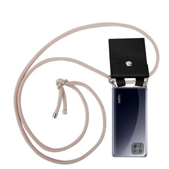 Handy Kette für Oppo A92s Silikon mit Silbernen Ringen