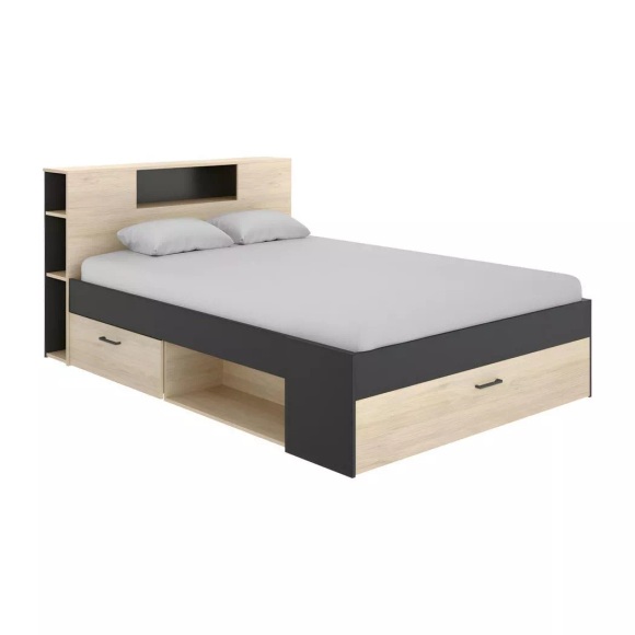 Bett mit Stauraum Schubladen Eiche LEANDRE Bett mit Stauraum Schubladen Eiche LEANDRE
