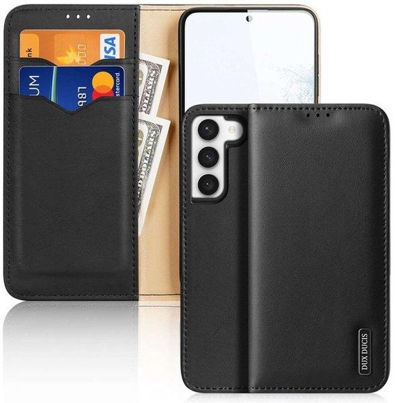Dux Ducis - Samsung Galaxy S23 5G Flip Wallet Cover Echtleder Tasche (RFID Schutz) - Schwarz