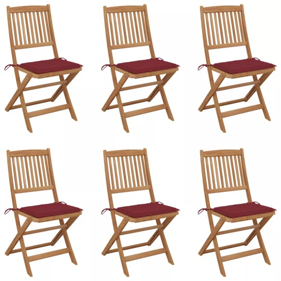 vidaXL Klappbare Gartenstühle 6 Stk. mit Kissen Massivholz Akazie
