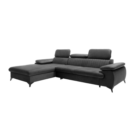 Ecksofa mit Schlaffunktion - Ecke links - Samt - Anthrazit - SAMARA von Ecksofa mit Schlaffunktion - Ecke links - Samt - Anthrazit - SAMARA von PASCAL MORABITO