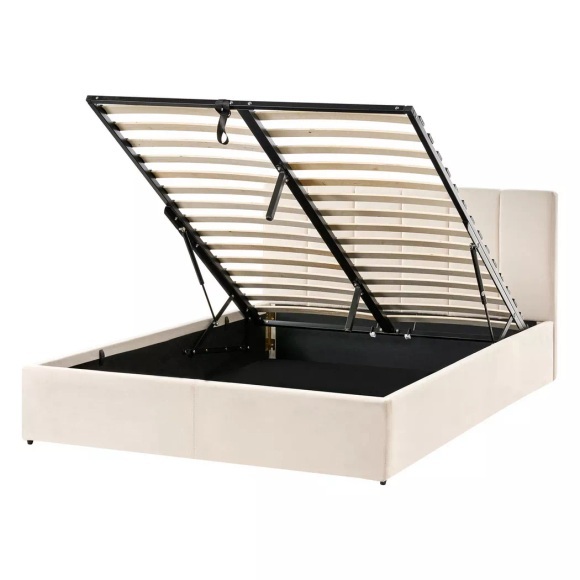 Beliani - Bett mit Stauraum aus Samtstoff Minimalistisch DREUX, 140x200 cm, Beige