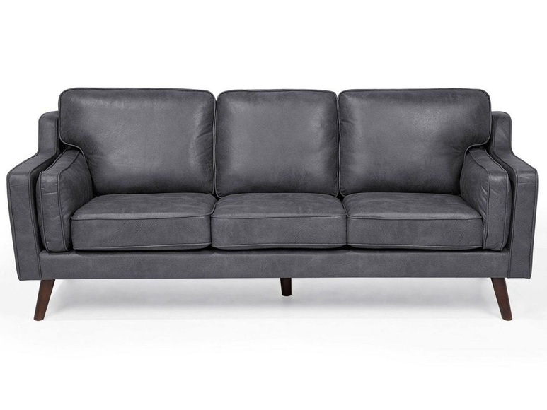 Beliani 3-Sitzer Sofa Lederoptik grau LOKKA