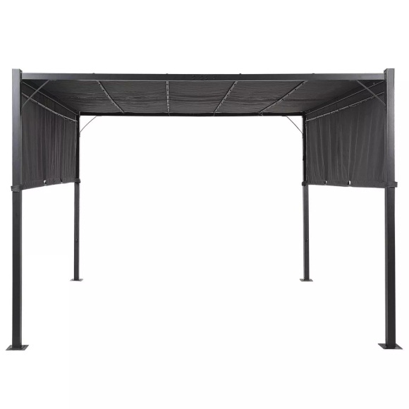 Beliani Pergola mit LED-Beleuchtung Stahl dunkelgrau 310 x cm PARGA