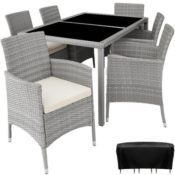 Rattan Sitzgruppe 6+1 mit Schutzhülle Rattan Sitzgruppe 6+1 mit Schutzhülle