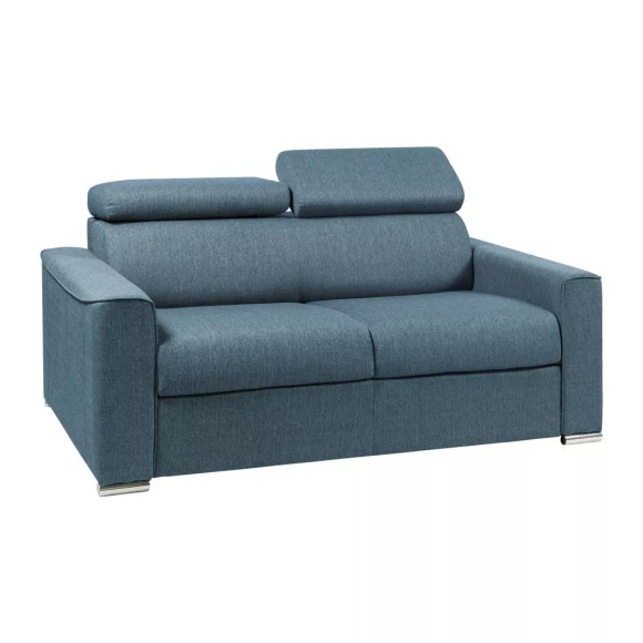 LINEA SOFA - Schlafsofa 2-Sitzer - Liegefläche: 120 cm - Matratzenhöhe: 14 cm mit Memory Schaum - Stoff - Blau - VIZIR, One Size