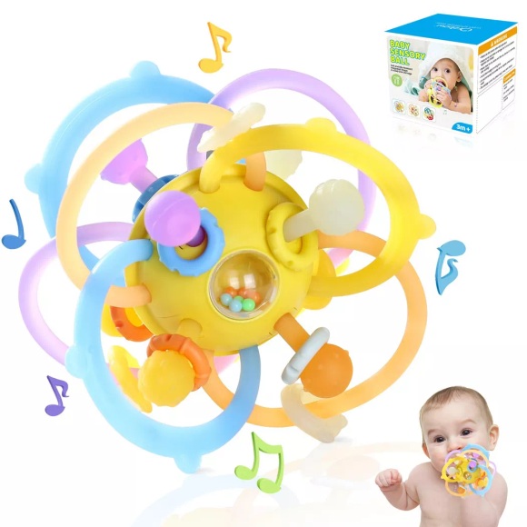 Activity-board - Greifball Beißring Baby, Silikon-Babyspielzeug, Licht-Sensorik-Spielzeug Beißhilfe Beißspielzeug Baby-Rassel, One Size, Multicolor