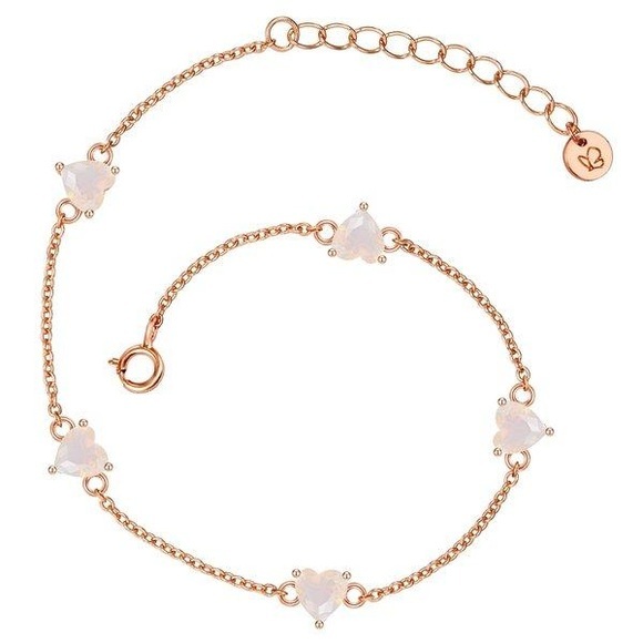 Damen Armband Herz Unisex Goldrosa 17cm