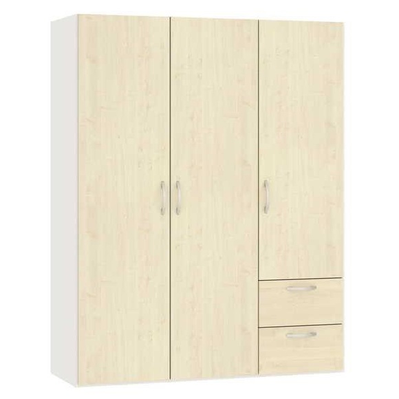 Drehtürenschrank Ahorndekor Cremeweiss mit Schubladen 152.2 x 195 Drehtürenschrank Ahorndekor Cremeweiss mit Schubladen 152.2 x 195