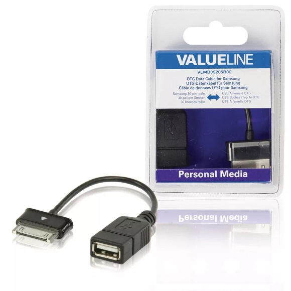 Synchronisations- und Ladekabel Samsung 30-Pin Stecker - USB A Buchse 0,20m Schwarz