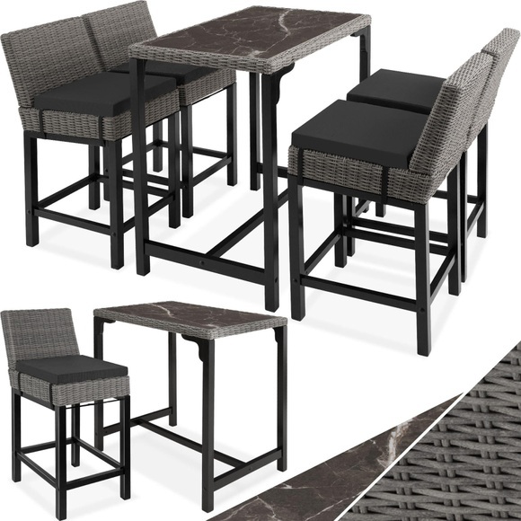 Rattan Bartisch Kutina mit 4 Stühlen Latina Rattan Bartisch Kutina mit 4 Stühlen Latina