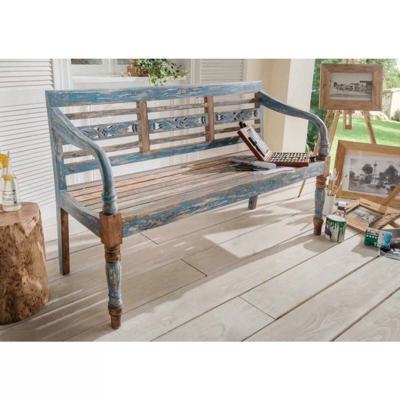 Holzbank 3-Sitzer Vintage multicolor 150