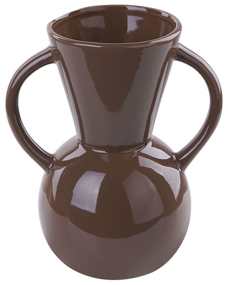Beliani Blumenvase Porzellan braun 19 cm ORESTIADA Vase