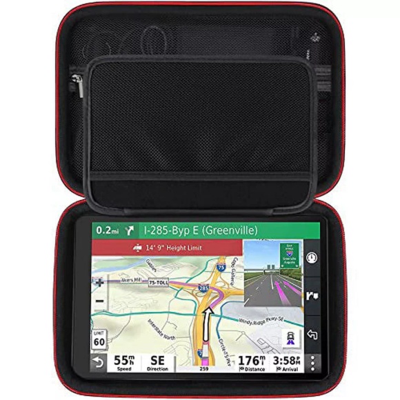 Only-bags.store - GPS-Hartschalenkoffer für Garmin d?zl LGV 1010, Camper 1090, LGV1000 MT-D LKW-Navigationsgerät, Netztasche Autoladegerät, USB-Kabel, 11, Schwarz