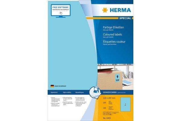 HERMA Etiketten A4 blau 210x297 mm Papier matt 100 St.