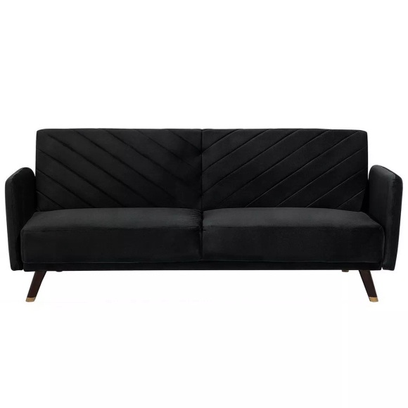 Beliani 3-Sitzer Sofa Samtstoff schwarz SENJA