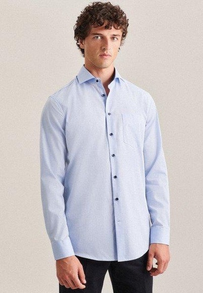 Business Hemd Regular Fit Langarm Uni Herren Hellblau 44