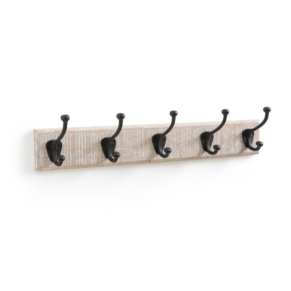 Wandgarderobe Logas Mit 5 Doppelhaken Unisex Schwarz ONE SIZE