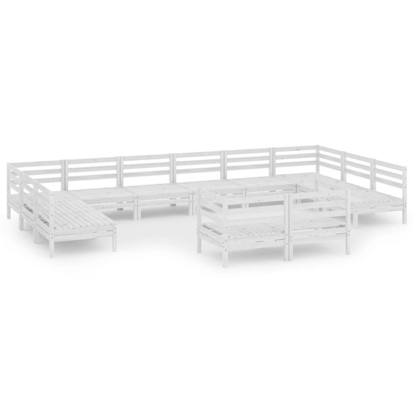 vidaXL 12-tlg. Garten-Lounge-Set Weiß Massivholz Kiefer