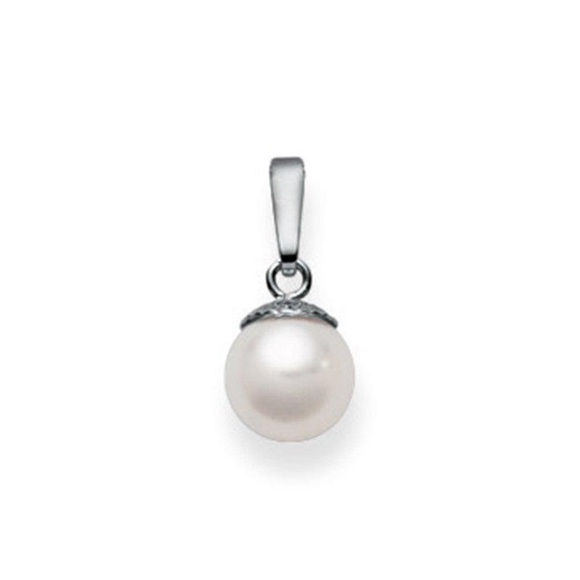 Anhänger Weissgold 750 Akoya Perle, 15x7mm Damen ONE SIZE