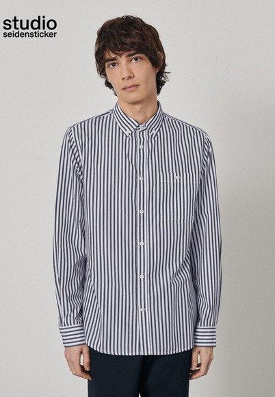 Casual Hemd Regular Fit Langarm Streifen Herren Dunkelblau S