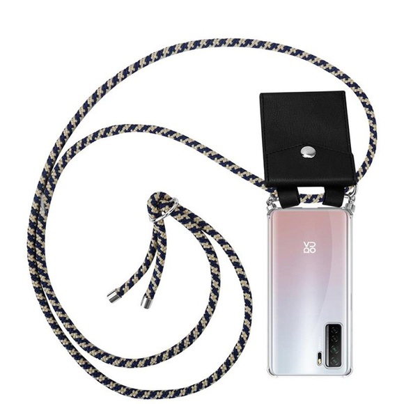 Handy Kette für Huawei NOVA 7 SE Silikon mit Silbernen Ringen