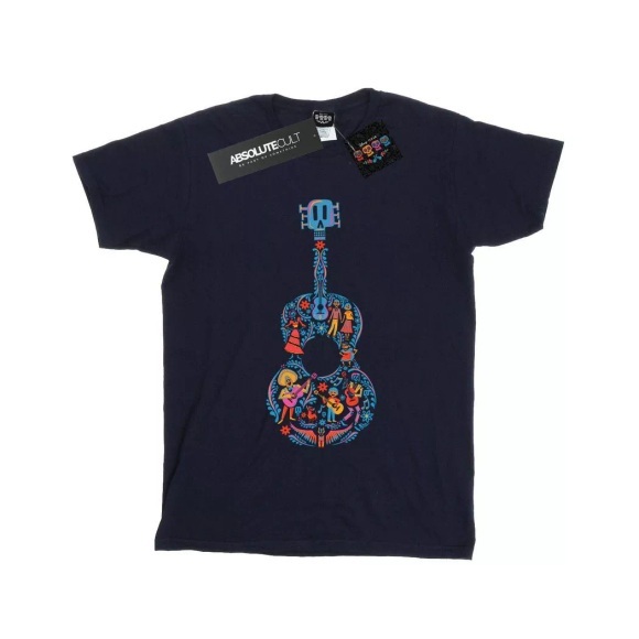 Coco Guitar Pattern Tshirt Damen Marine 3XL