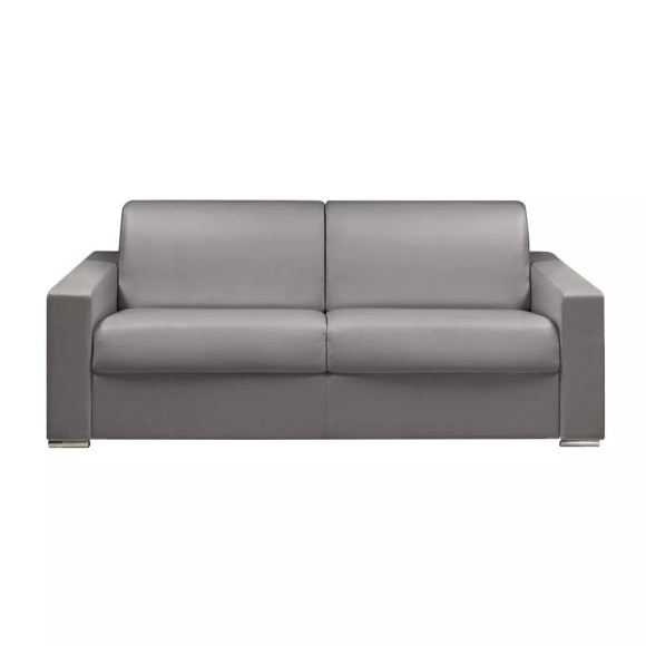 LINEA SOFA - Schlafsofa mit Matratze 4Sitzer Kunstleder LiegeflächeMatratzenCALITO, One Size, Grau