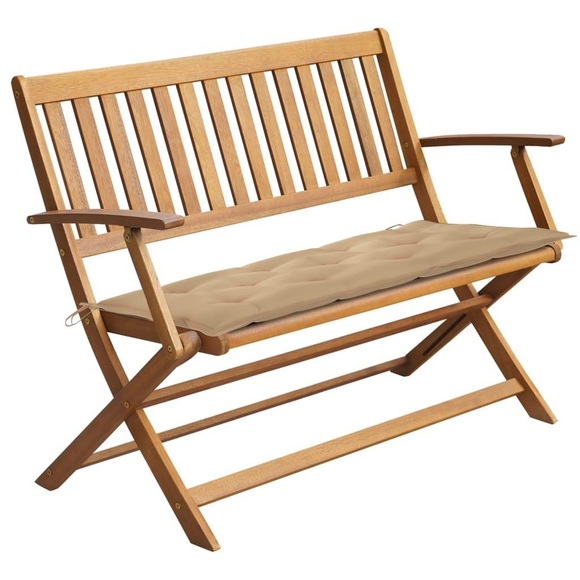 vidaXL Gartenbank mit Auflage 120 cm Massivholz Akazie