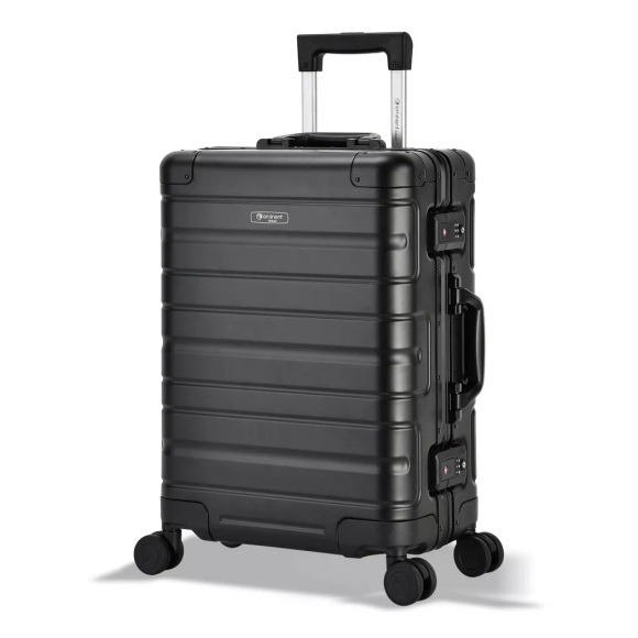 Eminent Gold - Athens Handgepäck Koffer 4 Rollen Schwarzes Aluminium, 55 CM, Schwarz