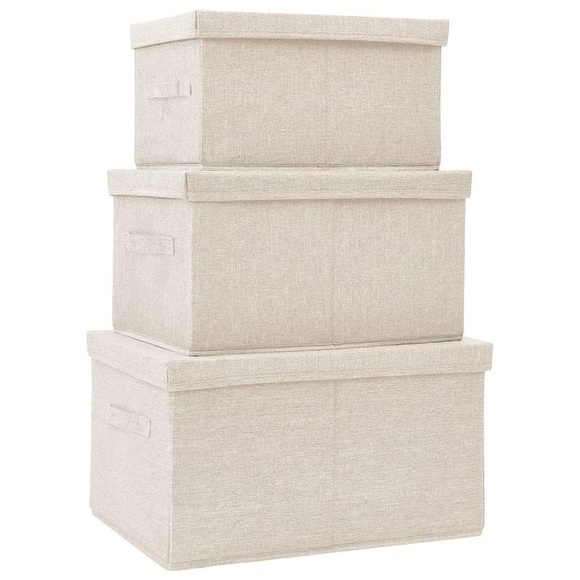 vidaXL 3-tlg. Aufbewahrungsboxen-Set Stapelbar Stoff Creme